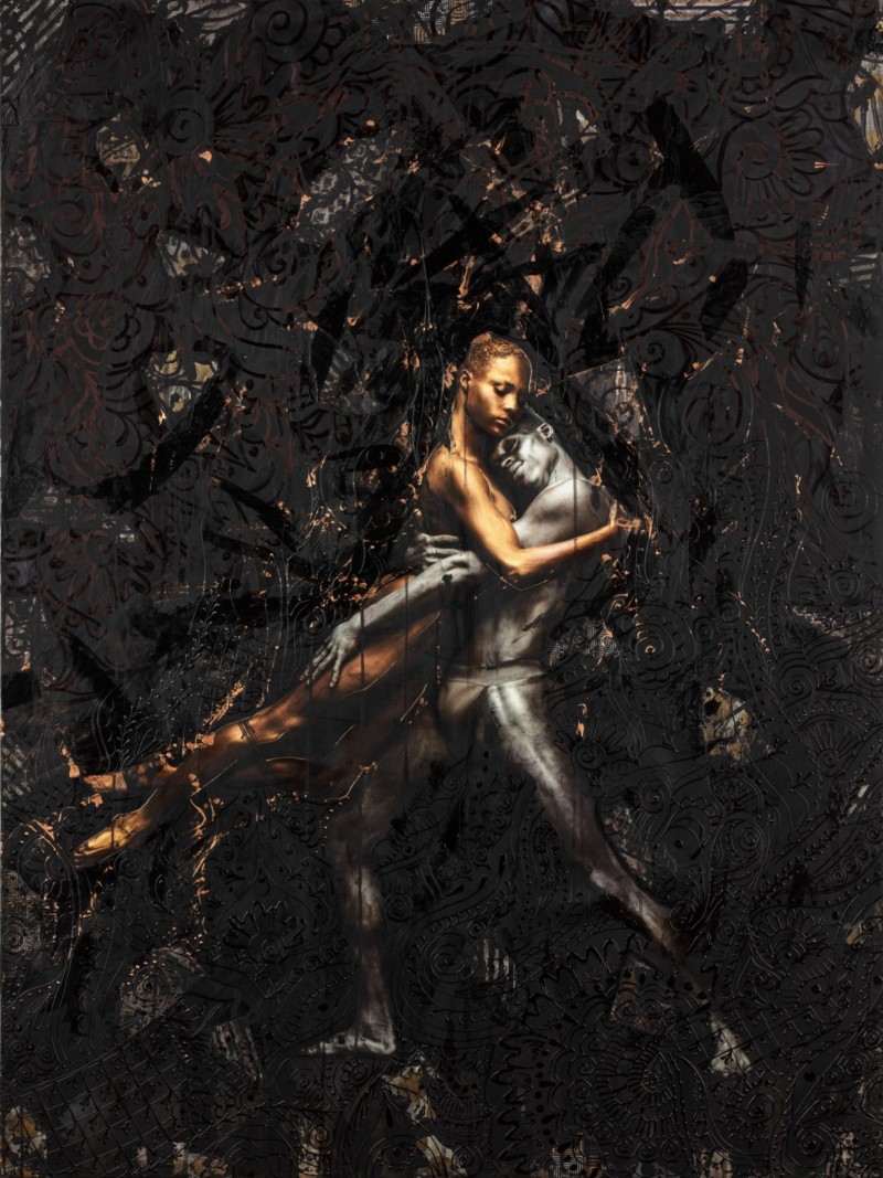 "Kellen and Nazir"
36" X 48" mixed media, $2200