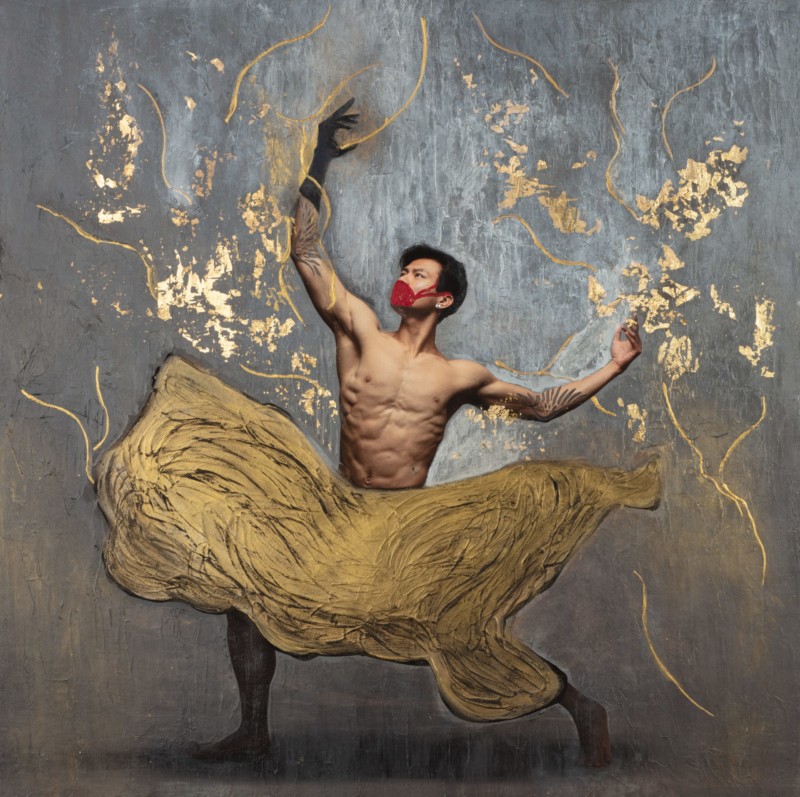 "Chun Wai"
40" X 40" mixed media, $2200 Barbara Kasten